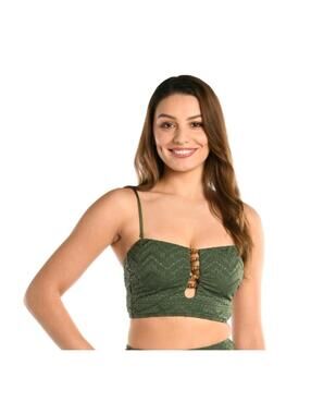 NWT La Blanca Women's Saltwater Sands Bandeau Midkini Top Size 14 $85